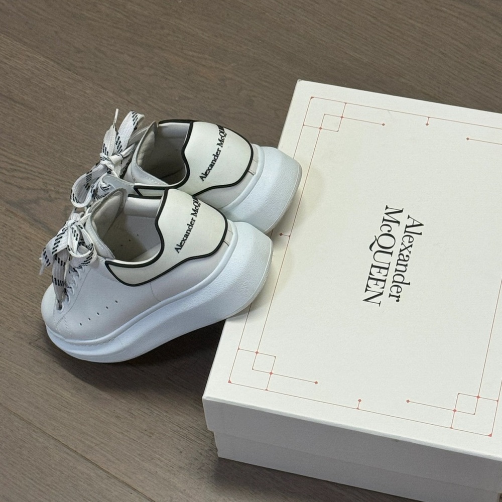 Alexander McQueen Authenticated Sneaker White/Black Size 6.5 US 36.5 EU